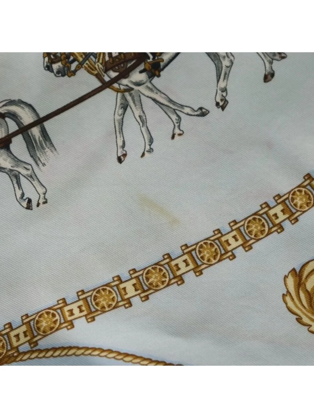 Hermes Carre 90 Scarf the Royal Mews Stable Silk Light Blue